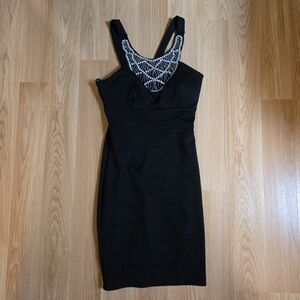 City Studio Black Beaded Mini Dress